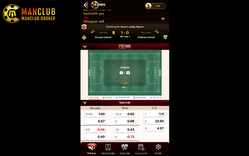 Quan sát biến động kèo tại Manclub để nắm bắt thay đổi trước trận