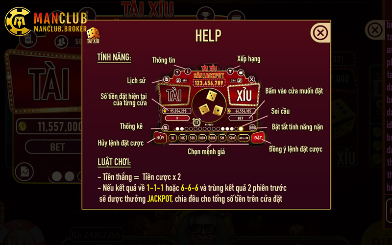 Luật chơi tài xỉu Manclub rõ ràng, xử lý minh bạch