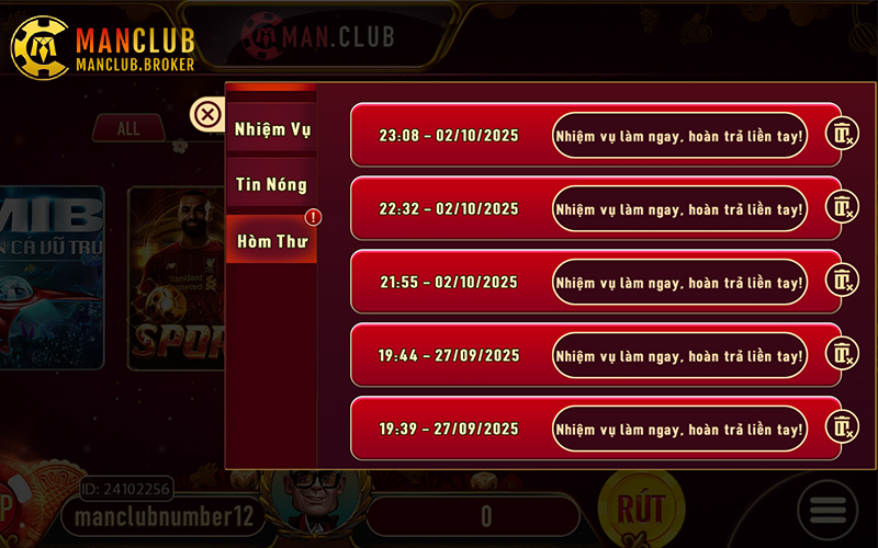 Nhận thưởng tự động mỗi ngày, không cần chờ xét duyệt tại Manclub